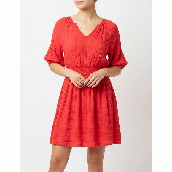 Michael Stars Red Gauze Smocked Waist Flutter Sleeve Dress – Women’s XS - Picture 1 of 7